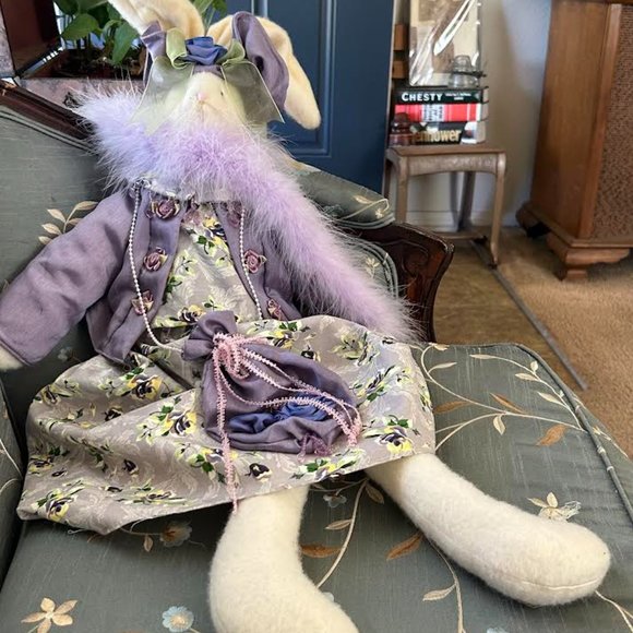 Unique One of a Kind Hand Made Rabbit Collectible Doll - Picture 7 of 7